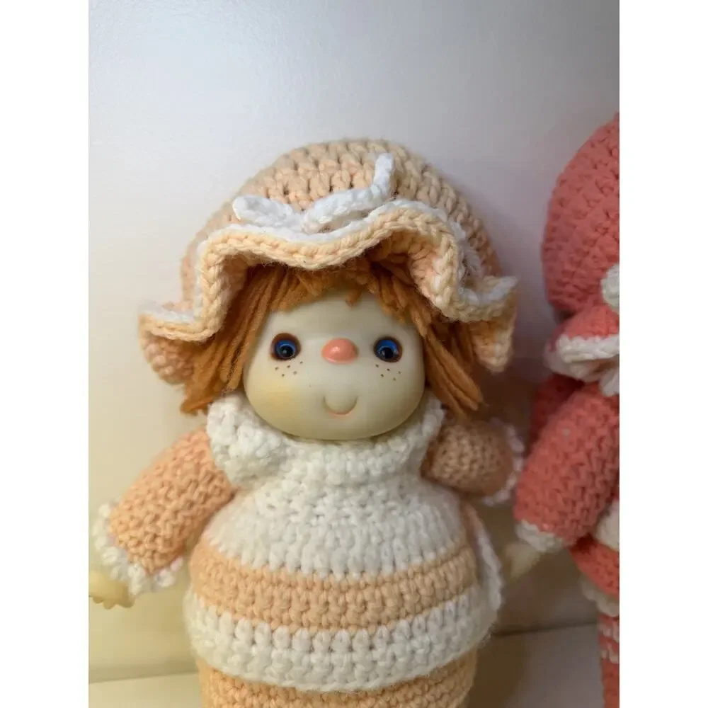 Lot Of 2 Vintage Crochet Dolls Strawberry Shortcake & Friend Apricot 12” EUC!!